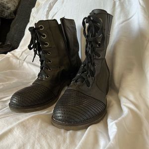Black BareTraps Zip up Combat Boots